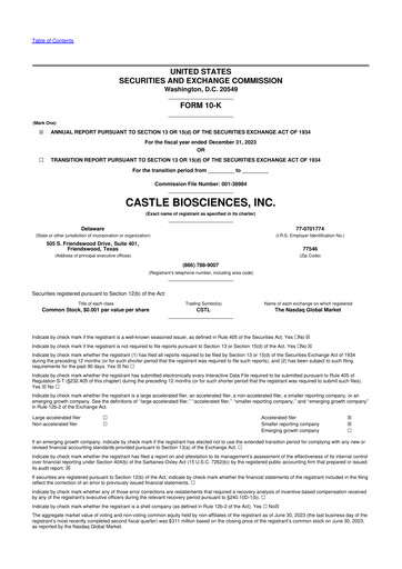 Thumbnail Castle Biosciences 10-K Annual Report 2023