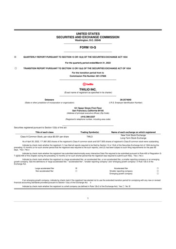 Vorschaubild Twilio 10-Q Quartalsbericht 2022 