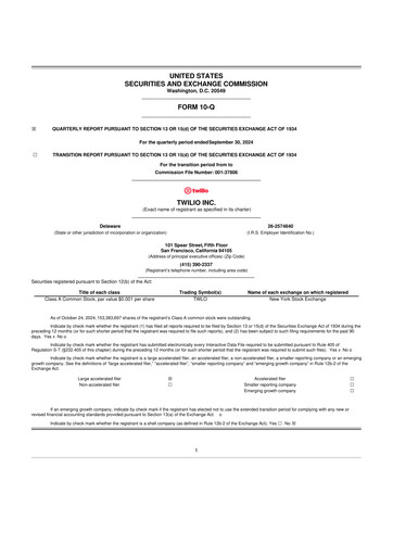 Vorschaubild Twilio 10-Q Quartalsbericht 2024 