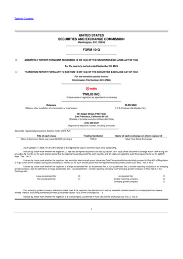 Vorschaubild Twilio 10-Q Quartalsbericht 2025 