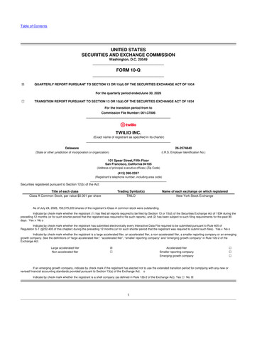 Miniature Twilio 10-Q Rapport trimestriel 2026 