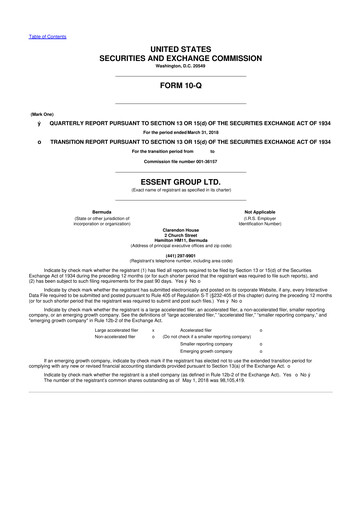 Thumbnail Essent Group 10-Q Quarterly Report FY2018 