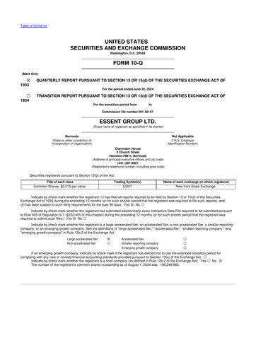 Thumbnail Essent Group 10-Q Quarterly Report FY2024 