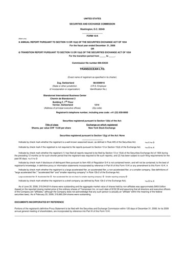 Thumbnail Transocean 10-K Annual Report 
