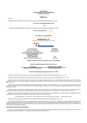 Thumbnail Transocean 10-K Annual Report 