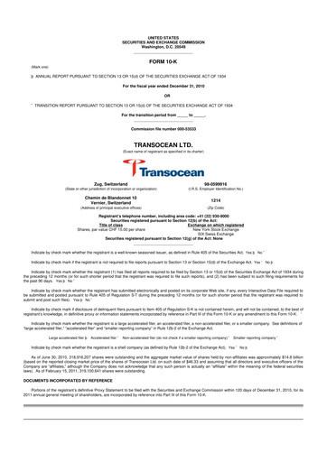 Thumbnail Transocean 10-K Annual Report 