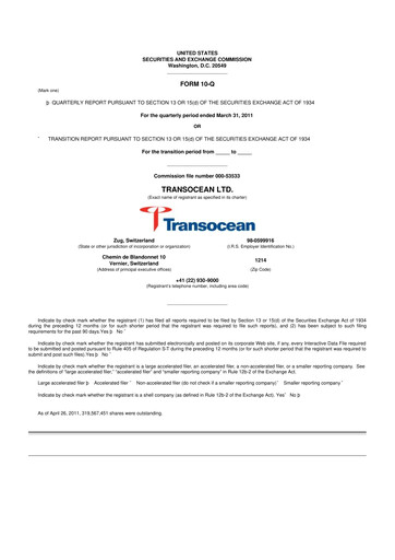 Thumbnail Transocean 10-Q Quarterly Report FY2011 