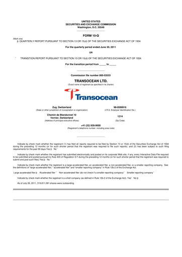 Thumbnail Transocean 10-Q Quarterly Report FY2011 