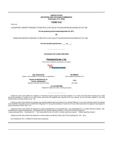 Thumbnail Transocean 10-Q Quarterly Report FY2011 