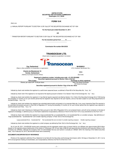 Thumbnail Transocean 10-K Annual Report 