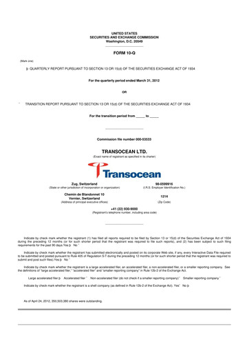 Thumbnail Transocean 10-Q Quarterly Report FY2012 