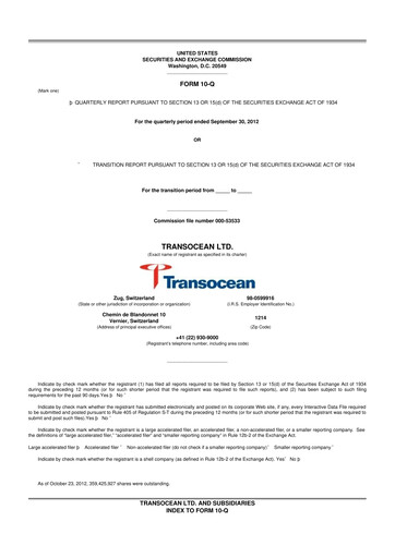 Thumbnail Transocean 10-Q Quarterly Report FY2012 