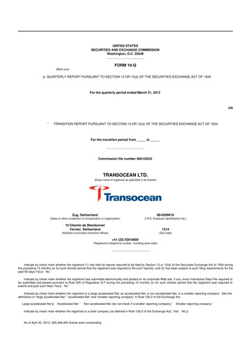 Thumbnail Transocean 10-Q Quarterly Report FY2013 