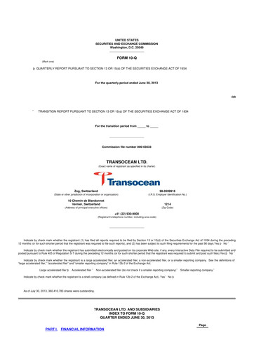Thumbnail Transocean 10-Q Quarterly Report FY2013 