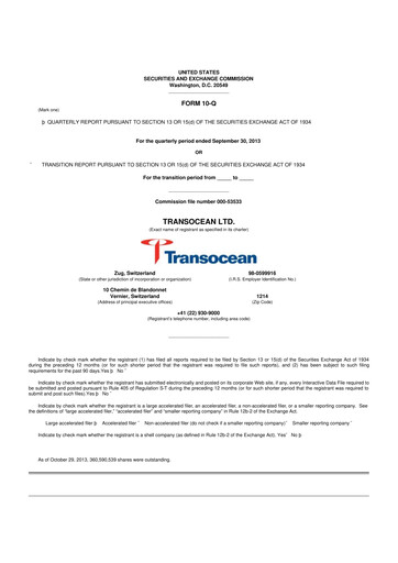 Thumbnail Transocean 10-Q Quarterly Report FY2013 