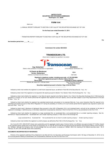 Thumbnail Transocean 10-K Annual Report 
