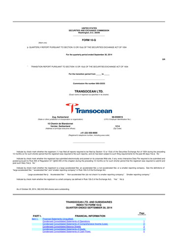 Thumbnail Transocean 10-Q Quarterly Report FY2014 