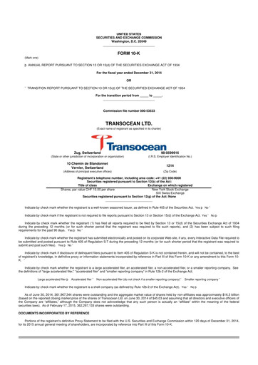 Thumbnail Transocean 10-K Annual Report 