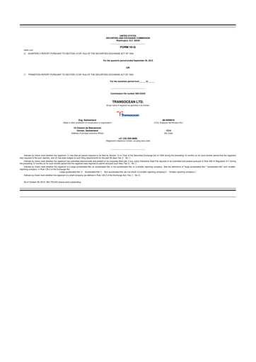 Thumbnail Transocean 10-Q Quarterly Report FY2015 