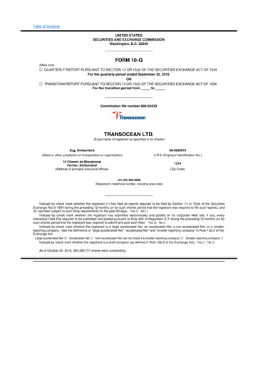 Thumbnail Transocean 10-Q Quarterly Report FY2016 