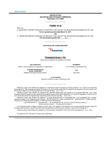 Thumbnail Transocean 10-Q Quarterly Report FY2017 