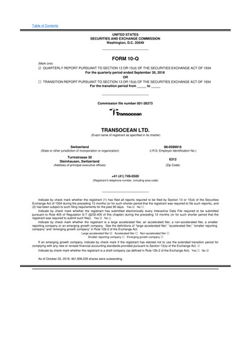 Thumbnail Transocean 10-Q Quarterly Report FY2018 