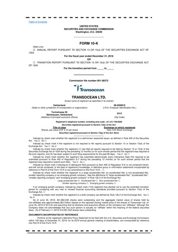 Thumbnail Transocean 10-K Annual Report 