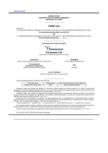 Thumbnail Transocean 10-Q Quarterly Report FY2019 