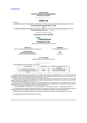Thumbnail Transocean 10-Q Quarterly Report FY2020 