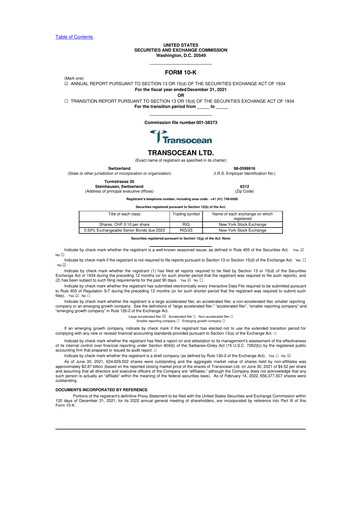 Thumbnail Transocean 10-K Annual Report 