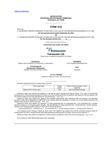 Miniature Transocean 10-Q Rapport trimestriel 2023 