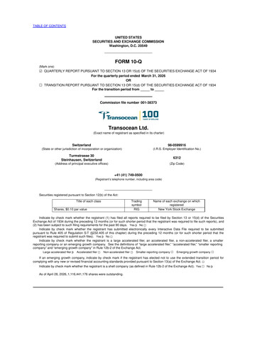 Thumbnail Transocean 10-Q Quarterly Report FY2026 