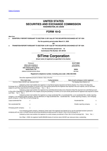 Thumbnail SiTime 10-Q Quarterly Report FY 