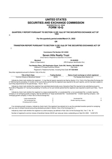 Thumbnail Seven Hills Realty Trust 10-Q Quarterly Report FY2022 