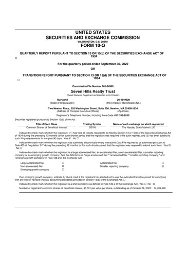 Thumbnail Seven Hills Realty Trust 10-Q Quarterly Report FY2022 
