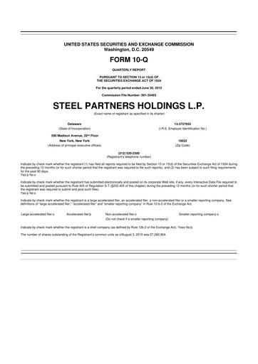 Thumbnail Steel Partners 10-Q Quarterly Report FY2015 