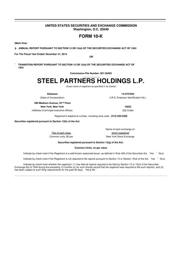 Thumbnail Steel Partners 10-K Annual Report 2015