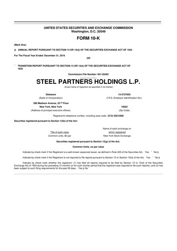 Thumbnail Steel Partners 10-K Annual Report 2016