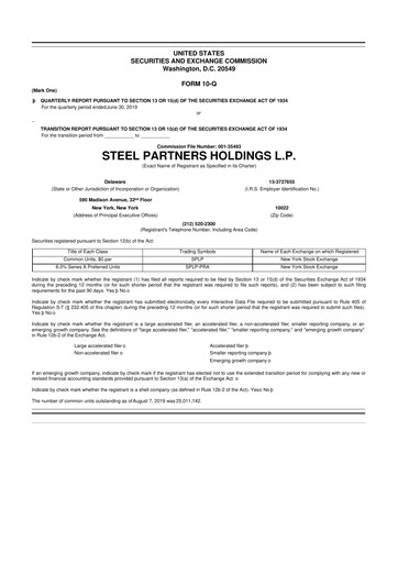 Thumbnail Steel Partners 10-Q Quarterly Report FY2019 