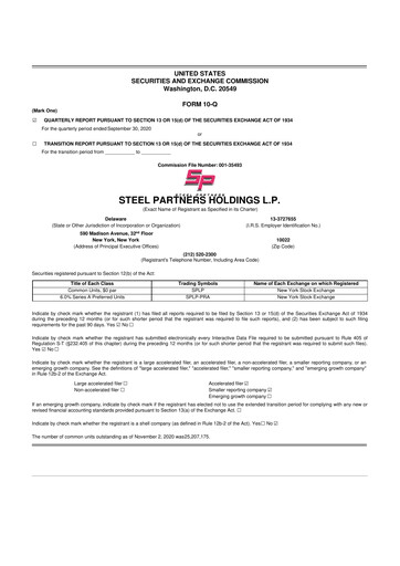 Thumbnail Steel Partners 10-Q Quarterly Report FY2020 