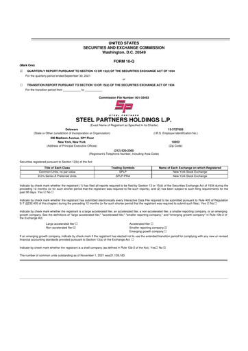 Thumbnail Steel Partners 10-Q Quarterly Report FY2021 