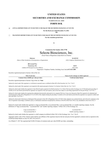 Miniature Cartesian Therapeutics 10-K Rapport annuel 2016