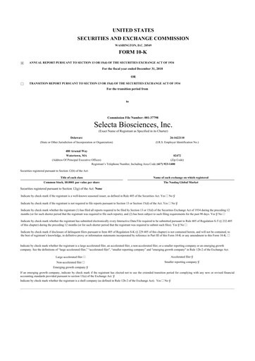 Miniature Cartesian Therapeutics 10-K Rapport annuel 2018