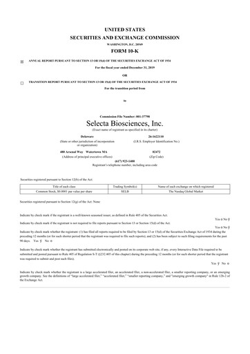 Miniature Cartesian Therapeutics 10-K Rapport annuel 2019