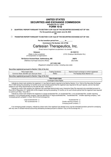 Thumbnail Cartesian Therapeutics 10-Q Quarterly Report FY 