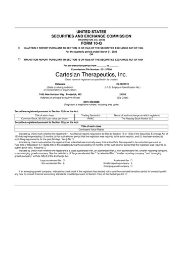 Thumbnail Cartesian Therapeutics 10-Q Quarterly Report FY 