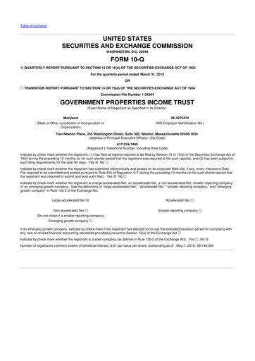 Vorschaubild Office Properties Income Trust 10-Q Quartalsbericht 2018 