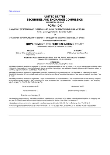 Vorschaubild Office Properties Income Trust 10-Q Quartalsbericht 2018 