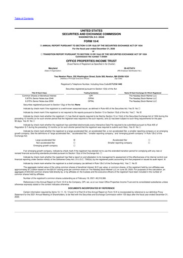 Thumbnail Office Properties Income Trust 10-K Annual Report 2020