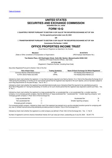 Vorschaubild Office Properties Income Trust 10-Q Quartalsbericht 2024 